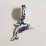 【二手絕版】PANDORA潘朵拉 925銀 海豚 吊墜 串珠 琉璃珠 固定釦 串飾 正品 純銀