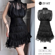 ZYHT eravogue đầm bánh bèo nữ tiểu thư Thiết kế xếp li nhiều lớp đầm dự tiệc chân váy Đầm voan đầm n