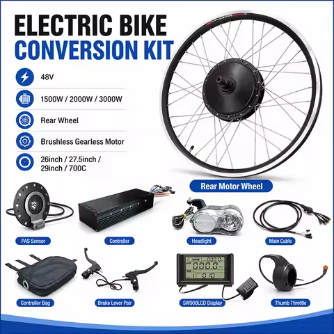 Conversion Kit Ebike 48V 1500W Kit Ebike 2000W 135mm 3000W Powerful Brushless Rear Motor Wheel 26"-2