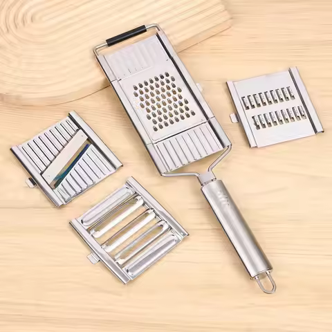 Vegetable Slicer 4 in1 Stainless Steel Shredder Cutter Multi-Purpose Vegetable Slicer Cuts Set Manua