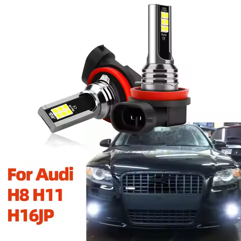 2PCS H8 H11 H16JP 6000K White LED Lamp Fog Light Bulbs For Audi A3 A4 A5 A6 A8 Q3 Q5 S4 Replace LED 