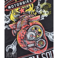 MS 47 MotorBike Custom Soul's   เสื้อยืด สีดำ ไบค์เกอร์ ออกทริป รถแข่ง Moai Speed T-Shirt ผ้าคอตตอน 