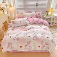 Cartoon Style Bed Sheet Set For Kids Cute Bunny Printed Bedding Set Breathable Durable постельное бе