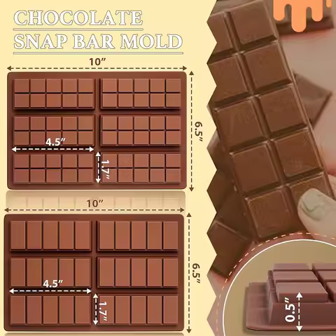 Chocolate Bar Molds Silicone Snap Deep Moulds for Filling Dubai Wax Candy Energy Protein Bars,Food G