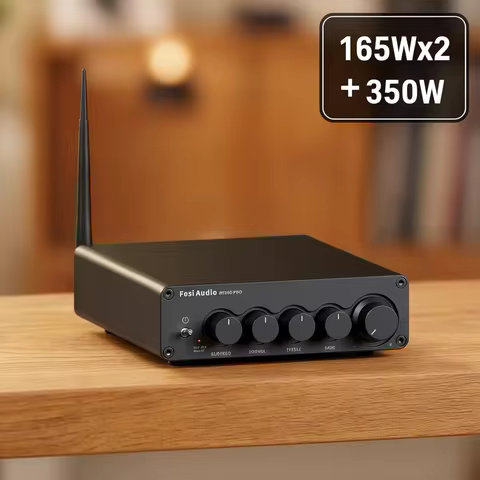 Fosi Audio Bluetooth Sound Power Amplifier 2.1 Channel Amp Audio Reciver for Speaker Subwoofer 165Wx