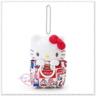 小花花日本精品♥ Hello Kitty 造型 趴姿 懷舊圖款提袋 躲貓貓 絨毛 吊飾 娃娃 布偶 吊鍊00911900