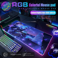 【flowerlove  shop】 Violet Evergarden RGB Mouse Pad Aesthetic Anti-slip Rubber Desk Mat  LED Large Ga