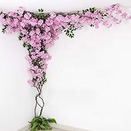 Artificial Cherry Blossom Tree Hanging Silk Flowers Garland Simulation Tree Indoor Outdoor Wall Decor for Wedding Party Ceremony Home Decor, 3 Meters Fashionable