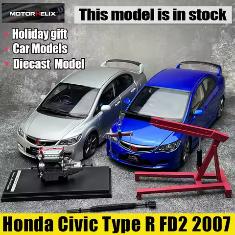 Motorhelix 1:18 MH Honda Civic Type R FD2 2007 Alloy car model Sports car static decoration Holiday 