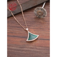 Yunxi Malachite Fan 18K Gold Colorful Gold Rose Gold Small Skirt Diamond Necklace Female Pendant au7