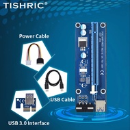 TISHRIC Ver 006 Riser Card PCI-E Adapter Graphics Extension Cable Usb Cable PCI Express 1X to 16X Extender For GPU Miner Mining