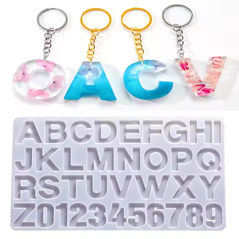 Alphabet Epoxy Resin Silicone Mold DIY Letter Number Pendant Resin Mold Keychain Earring Epoxy Resin
