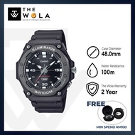 (2 Years Warranty) Casio Men Analog Watch MW-620H Series Black Resin Strap