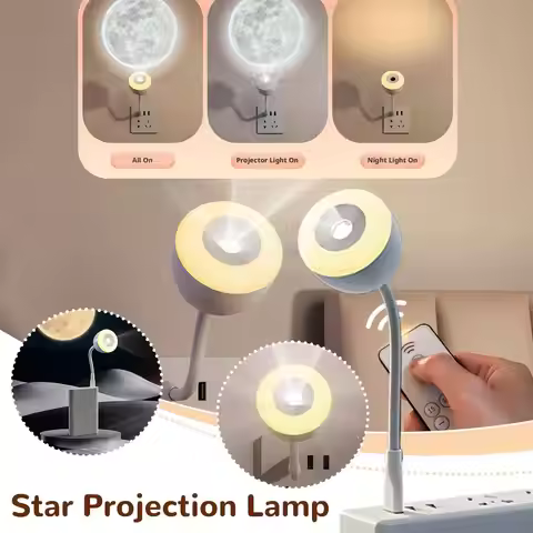 3-in-1 Moon Star Projector Night Light with Remote & Timer, Dimmable Touch Control Plug-in Lamp for 