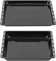 ICQN 465 x 370 x 30 and 60 mm Baking Tray Set, Suitable for Bosch Neff Constructa, 2-Piece Enamelled Grease Pan for Oven, Scratch-Resistant &amp; Rose Free, 46.5 x 37 x 3 and 6 cm