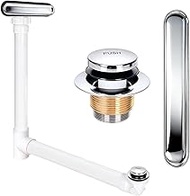 Slotted Overflow Bath Drain with Toe-Tap Stopper, with Metal Overflow Cover, Compatible with Kohler 