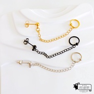 316L Medical Steel Chain Card Standard Ring Double Hole Fine Needle Earrings Ear Bone Single Price A