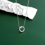 TLEE women's silver necklace with round face and basic chain TLEE JEWELRY D0220