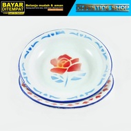 Piring Enamel Kembang Vintage 1 Lusin {12 Pcs} / Piring Kaleng / Piring Makan / Piring Seng Jadul / 