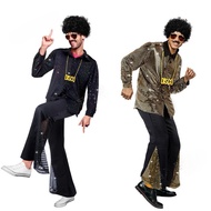 Men’s Disco Retro 1960s/70s Costume Shiny Metallic 80s Style Outfit Size S-2XL Costume Adult - 295