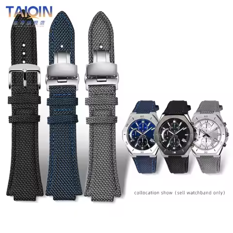 For Casio Edifice Watch strap EFB-680 ECB-10PB/DP/YD/HR GST-B400 26x14mm 26x12mm Convex men's nylon 