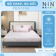 Set ga gối 5 món Tencel 80s cao cấp gỗ khuynh diệp NIN House Pristine NP8910 kích thước 1m6 1m8 2m