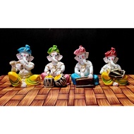 READY STOCK Lord Ganesha / Musical ganesha/ Statue Playing Flute Tabla Handicraft Figurines of Ganes