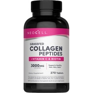 NeoCell Collagen Peptides Pills | 270 Caplets | with Vitamin C and Biotin | Grass Fed Bovine | Hair,