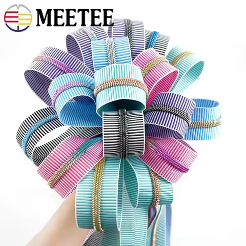 1/2/3/4M 5# Stripe Zippers for Sewing Bag Shoes Nylon Zipper Tapes Pencilcase Plastic Zips By Meter 