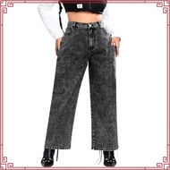 Gizmo - Baggy Pants Relaxed Jeans Baggy Pants Black Sandwash Baggy Elastic Waistband Denim Stretch