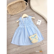 (A61) Váy đầm bé gái Váy xanh buộc nơ kèm túi đeo chéo nơ xanh cho bé gái