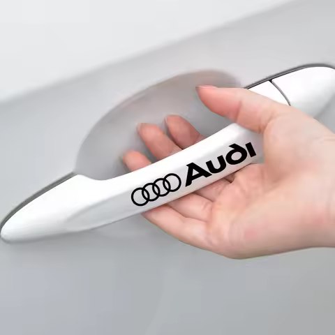 4Pcs Car Door Handle 3D Stickers Tire Rear View Mirror Decals For Audi C7 C6 C5 B5 B6 B7 B8 B9 D3 Q3