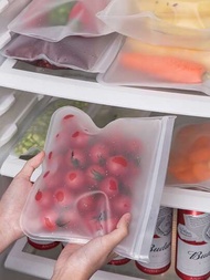 4入組/包可重複使用乙烯-乙酸乙烯共聚物餐飲保存包適用於冰箱收納的水果,蔬菜和零食