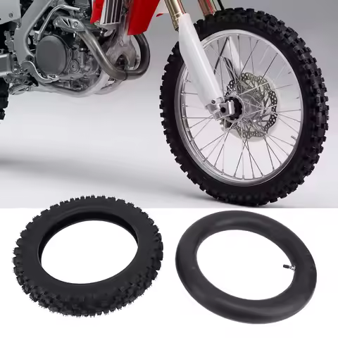 3.00-12 80/100-12 Off Road Motorcycle Tire and 90/100-12 Inner Tube Kit with Valve for Mini Dirt Bik