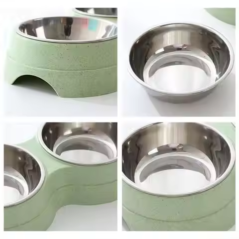QX2E Non-slip Base Pet Dog Bowls Detachable Stainless Steel Feeding Feeder Water Bowl for Feeding Ki