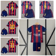 2014-15 Season Barcelona Retro Home Football Kids Jersey Kit Xavi Iniesta Suarez Messi Neymar Sports