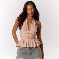 เสื้อคอเต่า Peplum Holiday Ibiza Beachwear Boho Vacation Sexy Elegant Ibiza Festival Western Night O