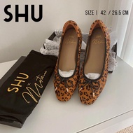 [สินค้าขายดี] SHU รองเท้า flat บัลเล่ต  คัชชุส้นแบน หนังแท้ ลายเสือ มือสอง