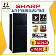 [Peti Sejuk] Ansuran Mudah Sharp 440 Litre Top Freezer Pelican Glass Fridge