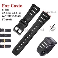 NWA 20mm Silicone Strap for Casio W-720 W-722 W-741 WL-100 CA-53 CA-61 Replacement Watchband Black R