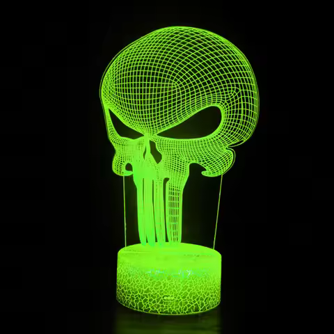 Nighdn Halloween Decoration Lights Skull 3D Night Light 7 Color Change LED Desk Lamp Touch Button Ro