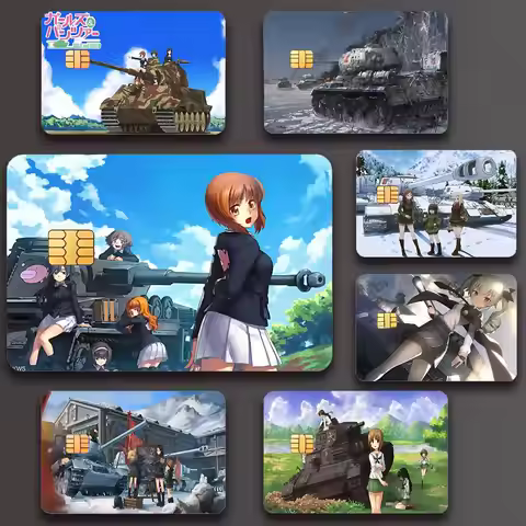 Anime Girls Und Panzer Poster Credit Skin Cover Card Stickers 4PCS Film Bus Pass Front Decoration Ba