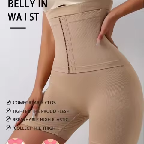 High Waist Enhancing Button Tummy Control Panties for Women Anti-Exposure Hip Lift Shaping Waist Cin