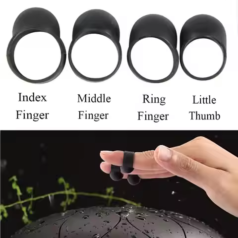 Steel Tongue Drum Finger Picks, Silicone Knocking Finger Sleeves Handpan Percussion Instrument (4 Pc