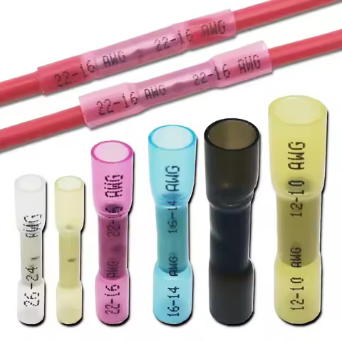 10/50/100/200PCS Heat Shrink Butt Wire Connectors AWG 24-10 0.3-6.0mm2 Waterproof Insulated Automobi