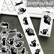 ❀ Q Naughty Black Cats Series 02 Kids Rewards Stickers ❀ 500Pcs/Roll DIY Diary Scrapbooking Sealing 