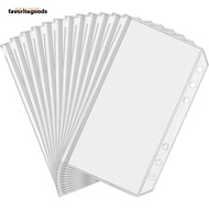 FAVORITEGOODS 6Pcs 6-Hole Binder Pockets, Transparent Waterproof Zipper Binder Pouches,  Receipt Bag