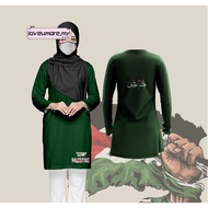 Baju Hijau/hitam Perempuan T Shirt Palestin Muslimah Baju Muslimah Labuh palestin Tshirt Muslimah Jersey mikrofiber Plus Size Murah Plain Jersi Muslimah Palestine Budak Viral Ootd baju perempuan muslimah jersey green hitam lengan panjang