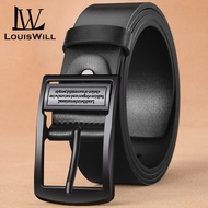 LouisWill Men’s Belt Genuine Leather Belt For Jeans Men Fashion Design Belt Pin Buckle With Leather 
