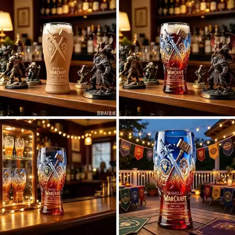 World of Warcraft 22nd Anniversary Pint Glass, Alliance vs Horde Beer Mug, Collectible Tumbler for F